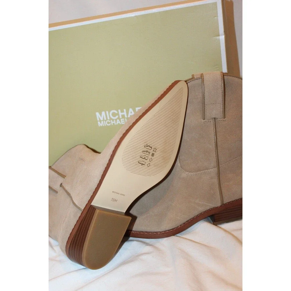 Michael Kors Noemie Women Pointed Toe Leather Pull On Ankle Boots 7.5 $175 HUSK